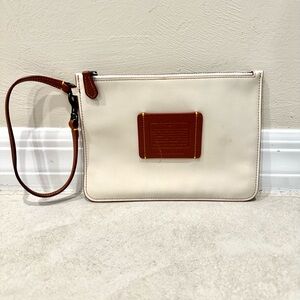 Coach Cream Pouch with Brown Patch